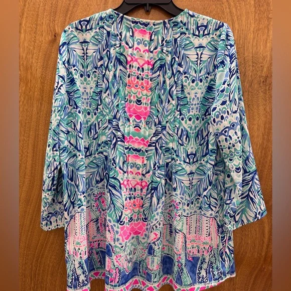 Lilly Pulitzer Blue Marilina Elephant Tunic Top M - Picture 4 of 6